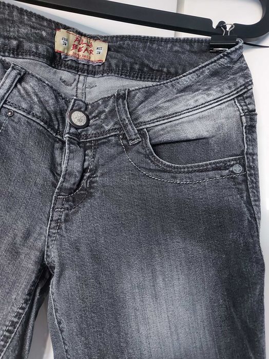 PULL & BEAR Dżinsy szare przecierane marmurkowe roz. 38