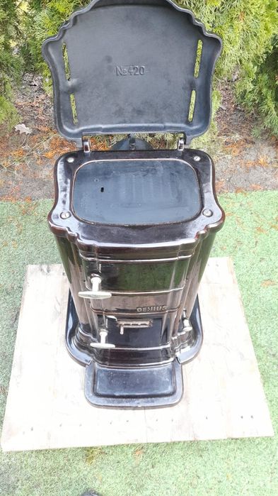 Piec koza kominek żeliwny szamot emaliowany genius