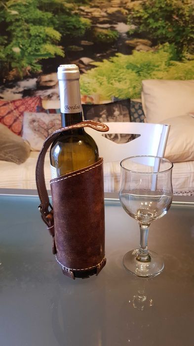 Natal - Porta garrafa Couro Vegetal Personalizado