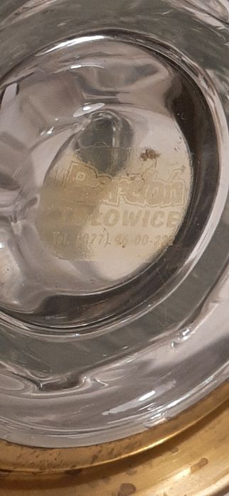 Kufel kryształowy z mosiężna podstawą Tułowice Ciekawostka