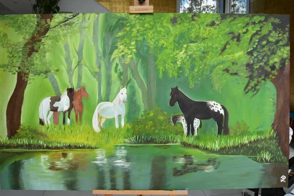 Quadro 1,5m - Pintura a Óleo Original "Quinta de Reprodução Equina"