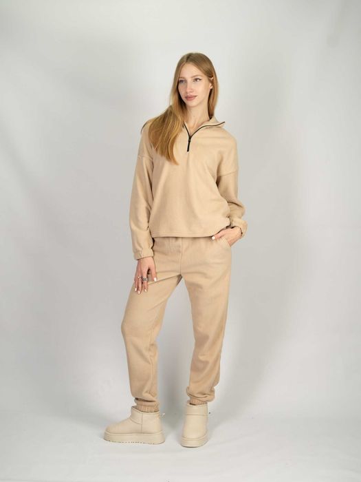 Костюм женский флисовый штаны и кофта жіночий кофта дабл фліс бежевий