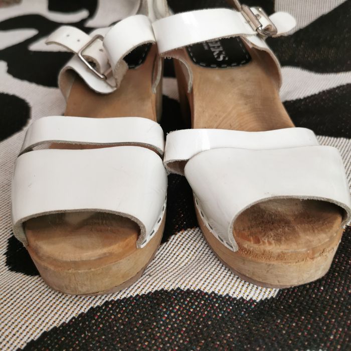 SWEEKS drewniaki skórzane białe r 38