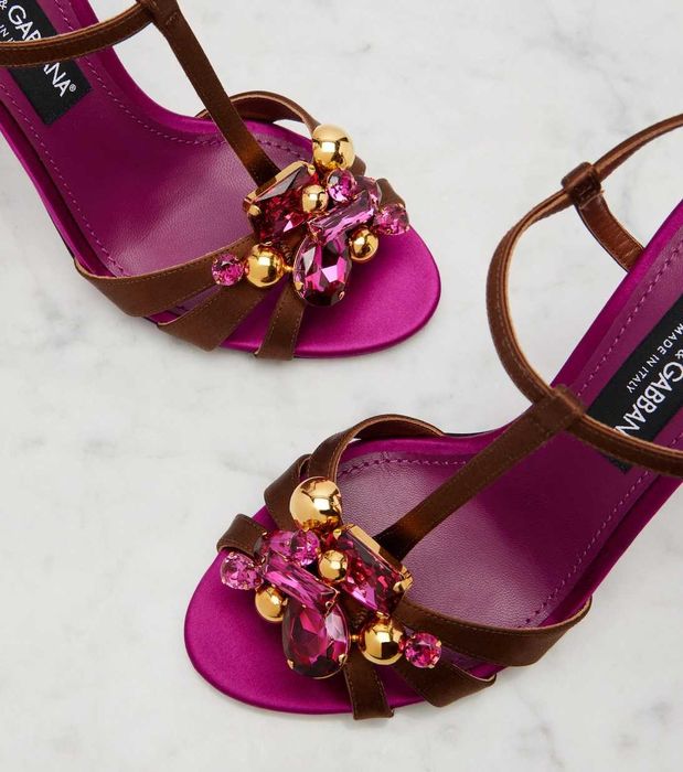 Sandały satynowe zdobione Dolce&Gabbana