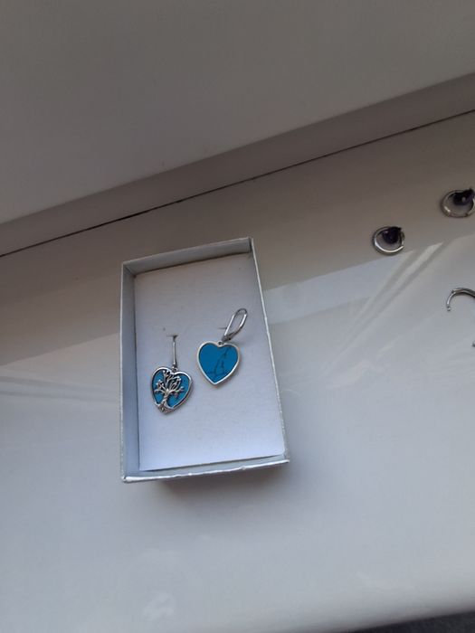 Kolczyki serca turkus