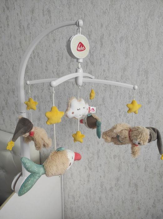 Продам музичний мобіль з м'ягкими іграшками на дитяче ліжечко FEHN