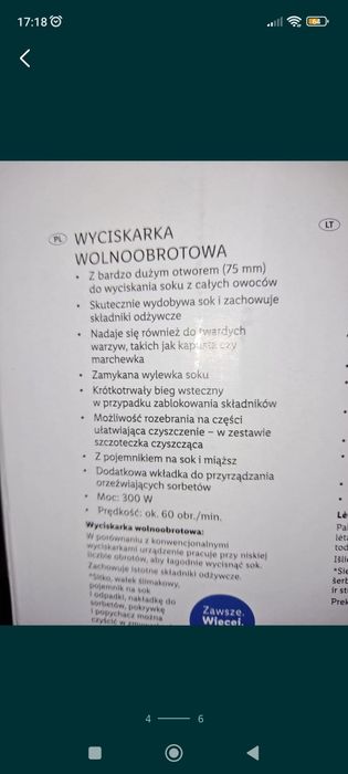 Wolnoobrotowa wyciskarka