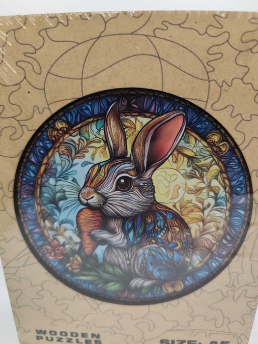 Magiczny Królik! Drewniane Puzzle – Figurki Zwierząt – 95 elementów