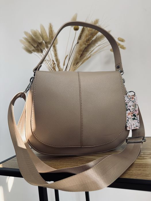 Nowa listonoszka damska klapa karmel