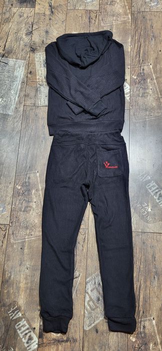 Czarny dres damski dzianina szeroki prążek cudo premium S