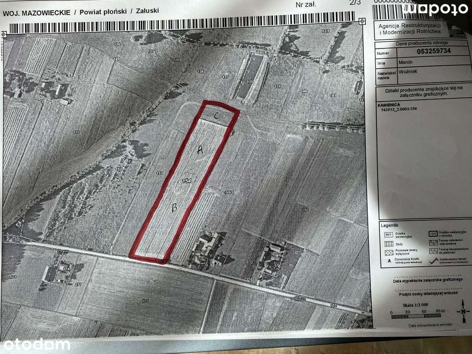 Działka 154 rolna 2ha z mediami w malowniczej wsi Kamienica k/Warszawy - Widok 2