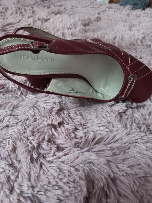 Damskie, bordowe buty na szerokim obcasie
