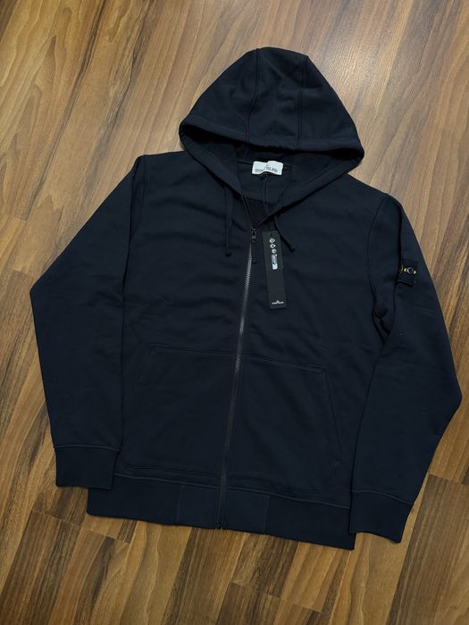 Stone Island Navy Blue Zip Hoodie