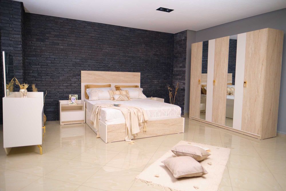 Conjunto Quarto Completo Casal Novo | Cama Roupeiro Cómoda Mesa