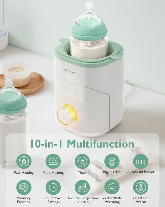 Підігрівач пляшок 9 в 1 з функцією збереження поживних речовин, нічник