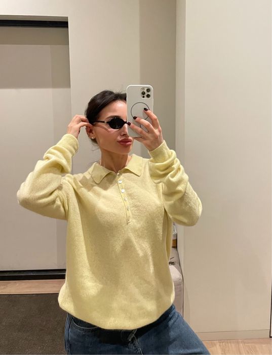 Кашемір вовна светр поло M/L стиль Cos