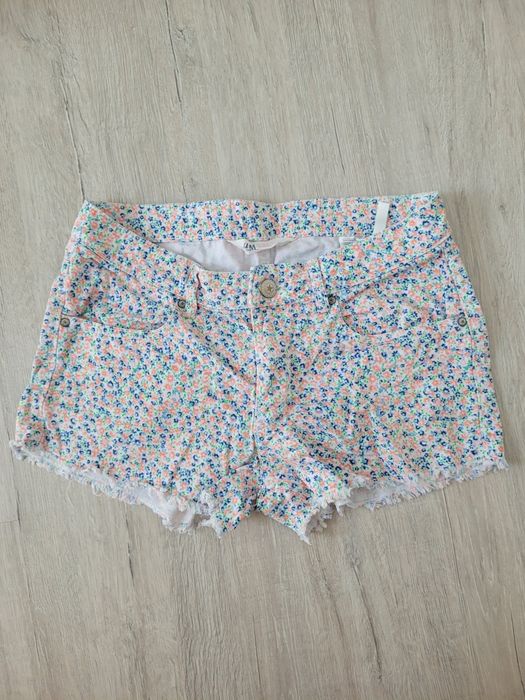 Szorty krótkie spodenki H&M w kwiatki 158 na 12-13 lat XXS