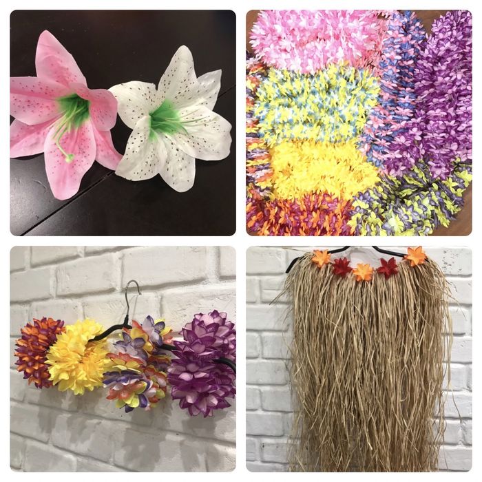 гавайская лея пышная , гавайские бусы, браслет, цветок, гавайская юбка