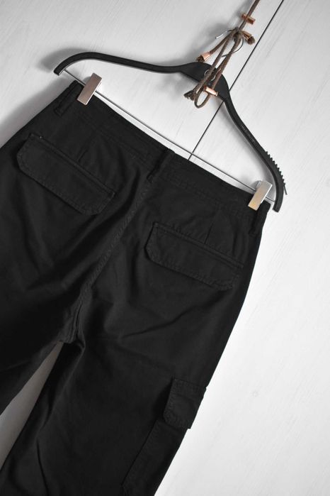 Spodnie S 36 luźne szerokie baggy cargo Zara bawełna z wysokim stanem