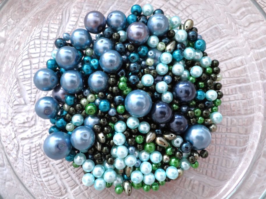 Perły sztuczne | mix zielono-niebieski | nowe