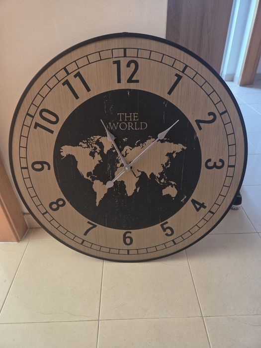 Relógio de parede grande "The World" (Mapa-mundi)
