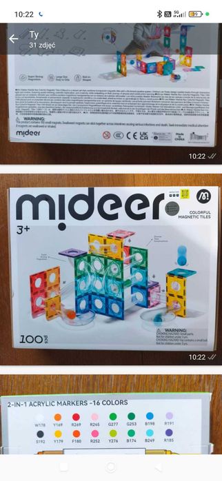Tytuł: mideer klocki magnetyczne tor kulkowy 100 el. MD1166 NOWE