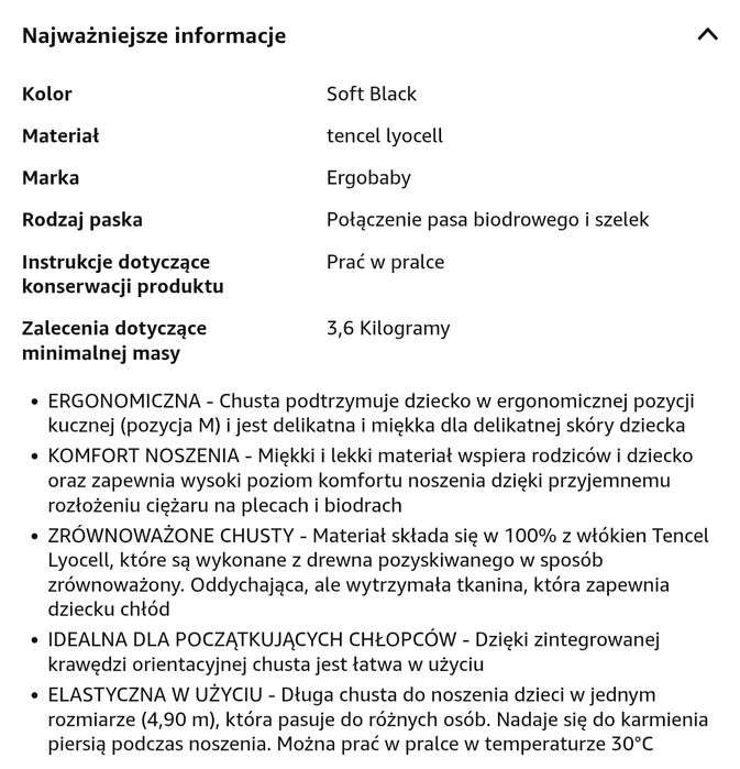 Ergobaby - NOWA chusta dla niemowląt / do 11kg