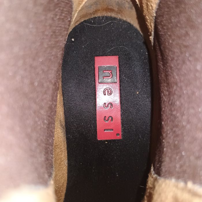 Botki camelowe rude zamszowe na obcasie Nessi 41/26,5 r