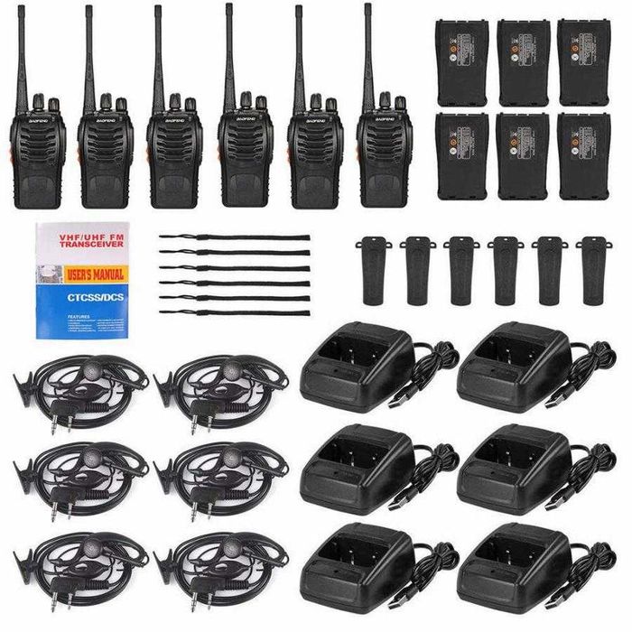 Walkie talkies - PACK 6x Intercomunicadores Rádio + Acessórios
