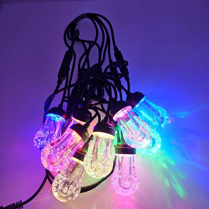 Girlanda ogrodowa, 5m, 10 żarówek kolorowa/ ciepła biel