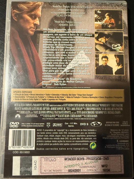 DVD do filme Wonder Boys - Prodígios