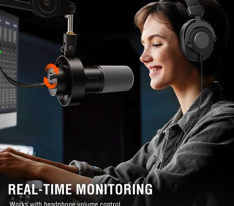 Microfone dinâmico Branco podcast Gaming Fifine XLR K688 USB para PC
