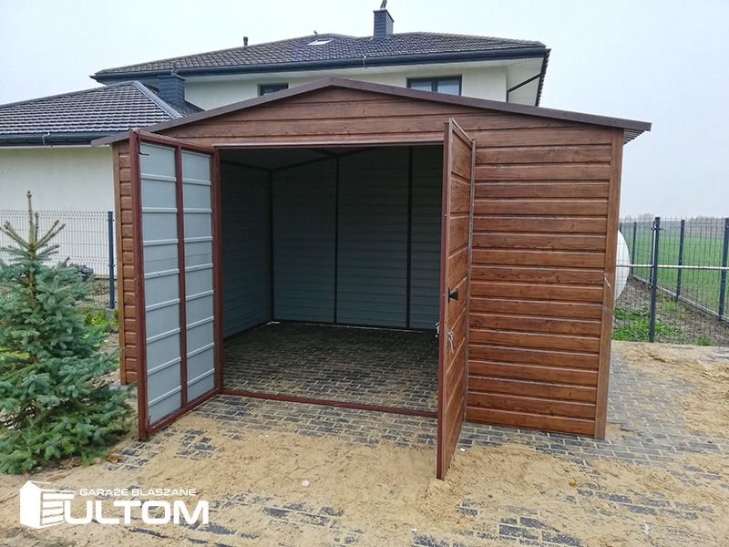 Garaż blaszak profil zamknięty z wiatką ULTOM 4x5 wiata