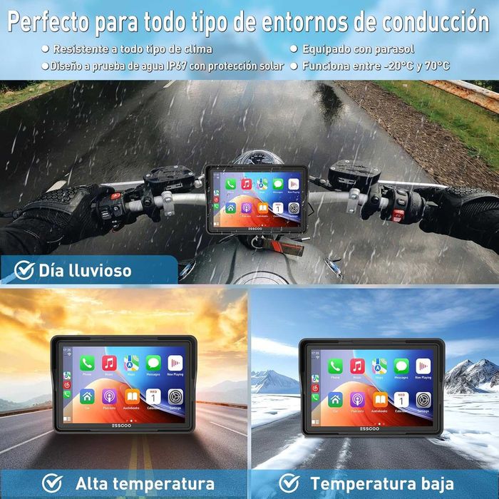 Android Auto/CarPlay para Moto, écran 5", marca ESSGOO, NOVO