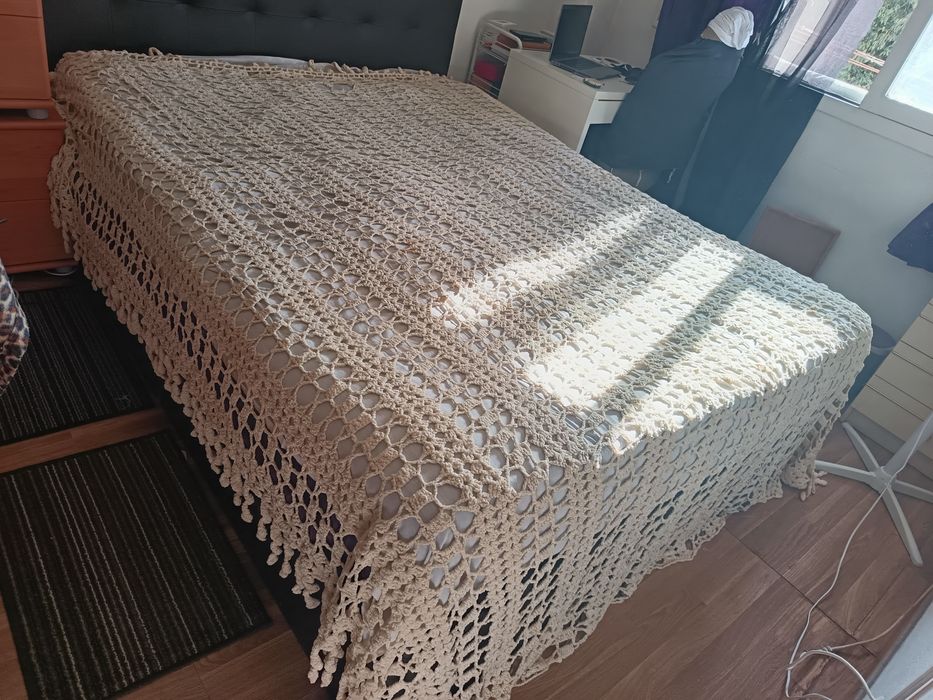 Colcha crochet branca