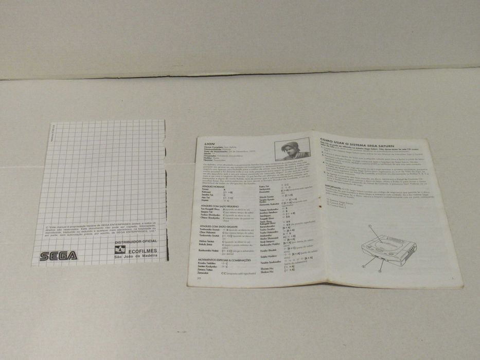 Manuais PT Virtua Fighter 1 e 2 Sega Saturn