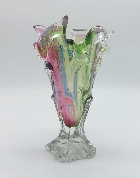 Jarra decorativa em vidro multicolor