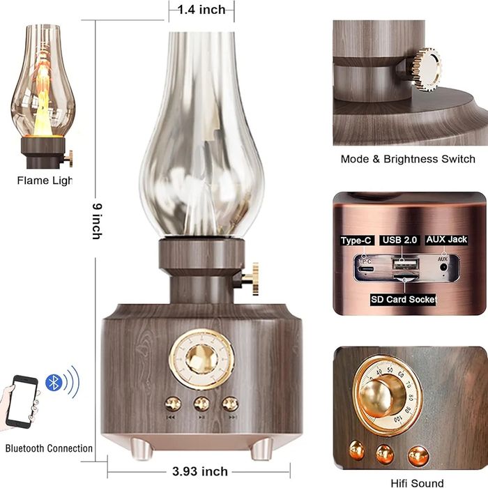 Retro lampa z głośnikiem bluetooth