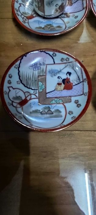 4 chavenas e pires cafe japonesas casca de ovo antigas vintage