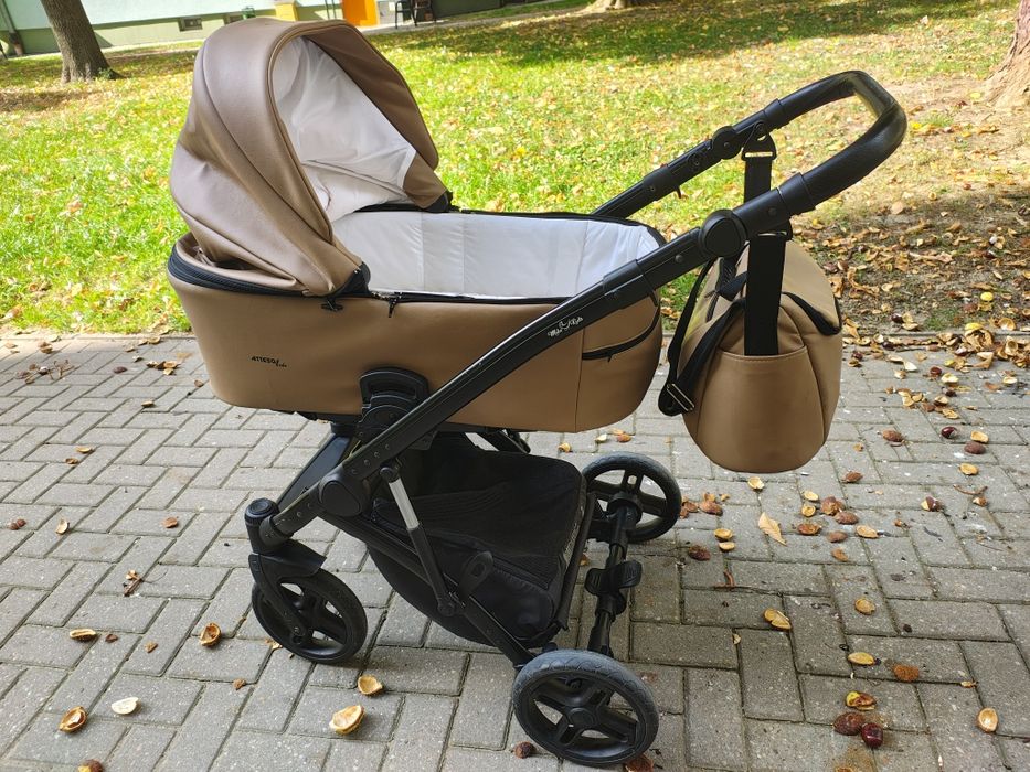 Wózek Milu Kids Atteso Sono 2w1 – brązowa eko-skóra