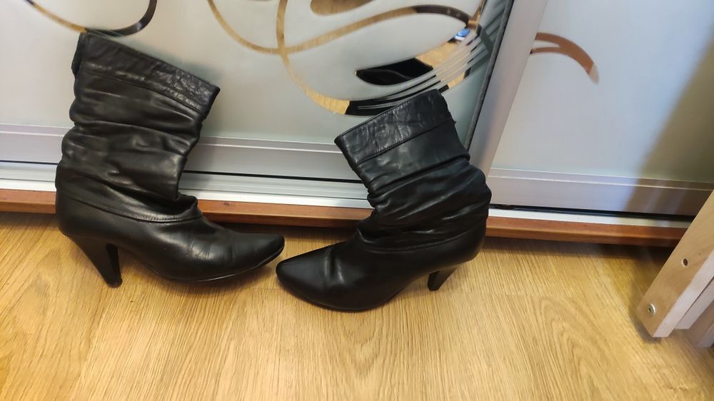 сапоги ботинки натуральная кожа женские  размер 37 демисезонные