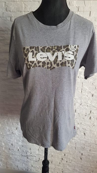 Levi's szary t-shirt z nadrukiem bawełniany