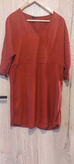 Massimo Dutti bordowa sukienka tunika, luźna wygodna