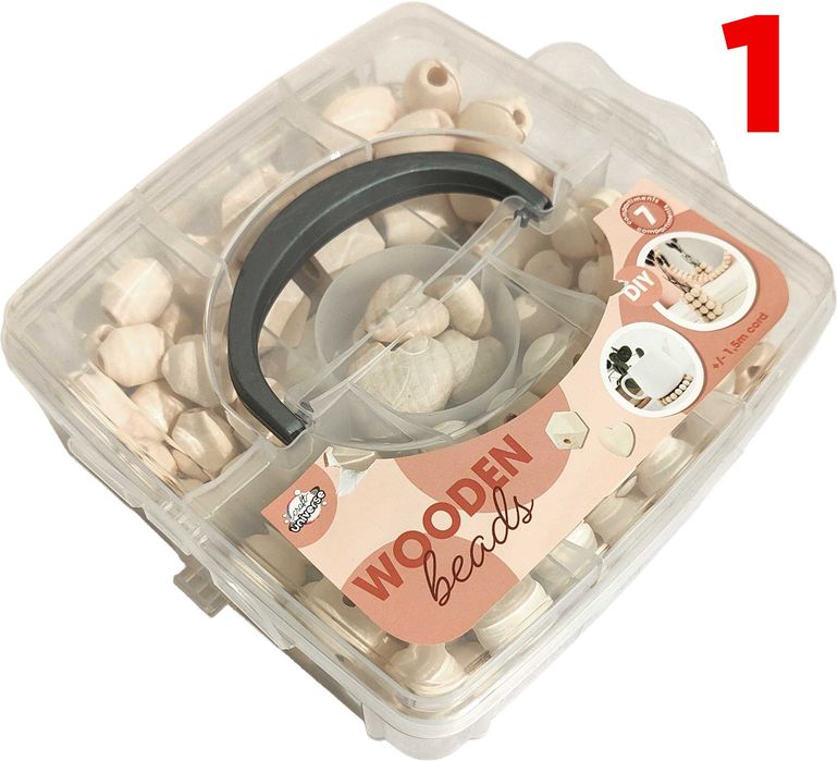 Zestaw drewnianych koralików - prace kreatywne dla dzieci