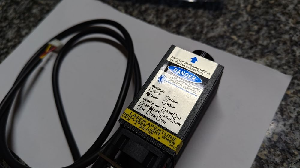 Módulo Laser Azul 2.5W (450nm) para Gravação/CNC - NOVO