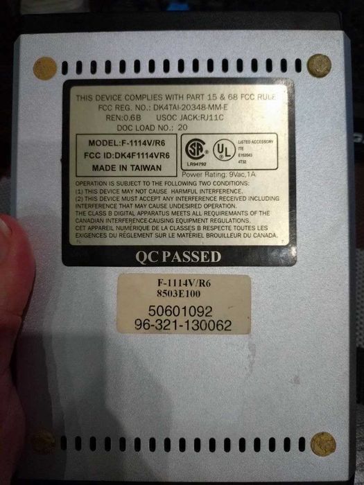 Зовнішній dial-up модем GVC F-1114V/R6 14400 fax modem