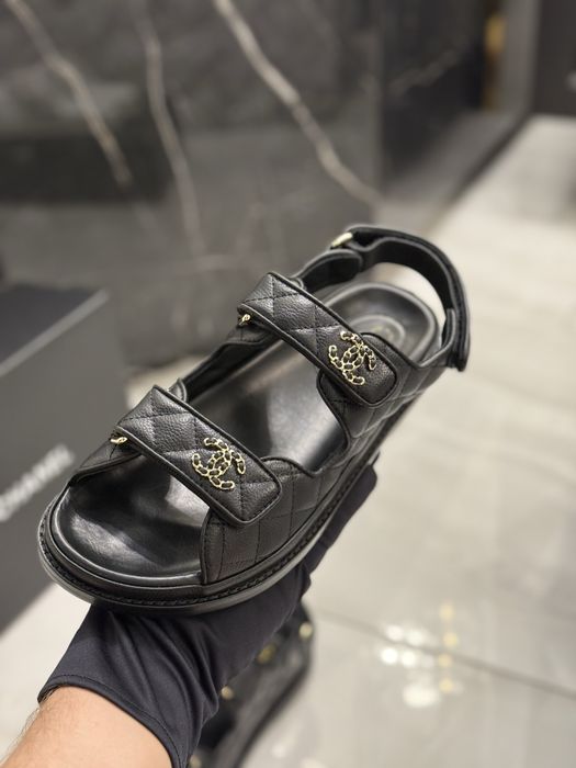 Sandały Chanel Black Caviar Leather