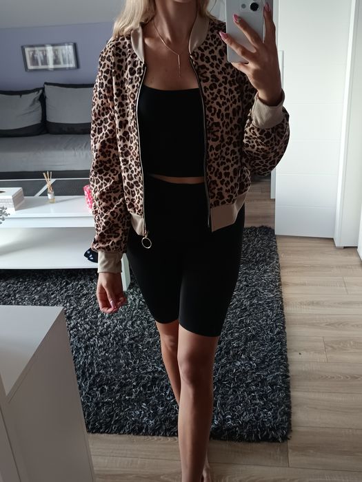 panterka bluza zasuwana Bomberka w panterkę damska M