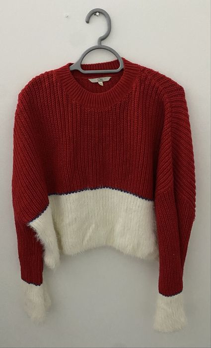 Dwukolorowy sweter sweterek clockhouse M włochaty miły i ciepły