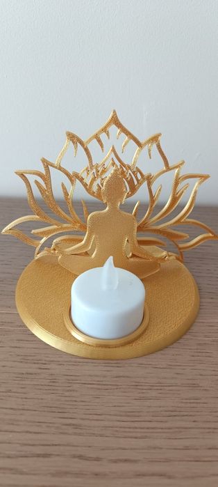 Suporte Decorativo para Vela - Buda Zen e Flor de Lótus (Ideias ganham forma)